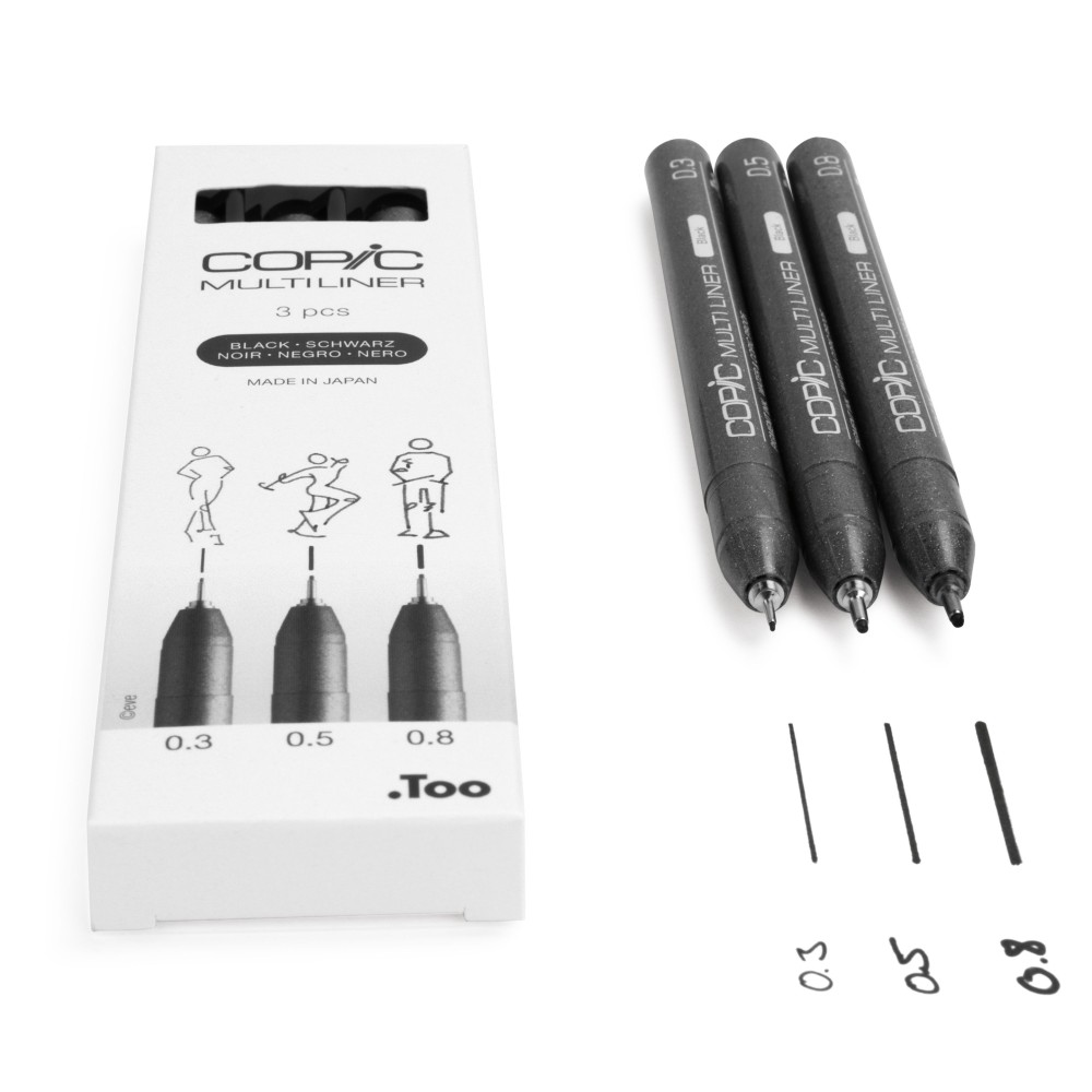 Zestaw cienkopisów Copic Multiliner Medium - Black 3 szt.