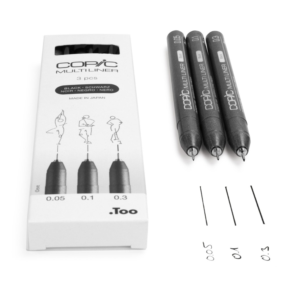 Zestaw cienkopisów Copic Multiliner Fine - Black 3 szt.