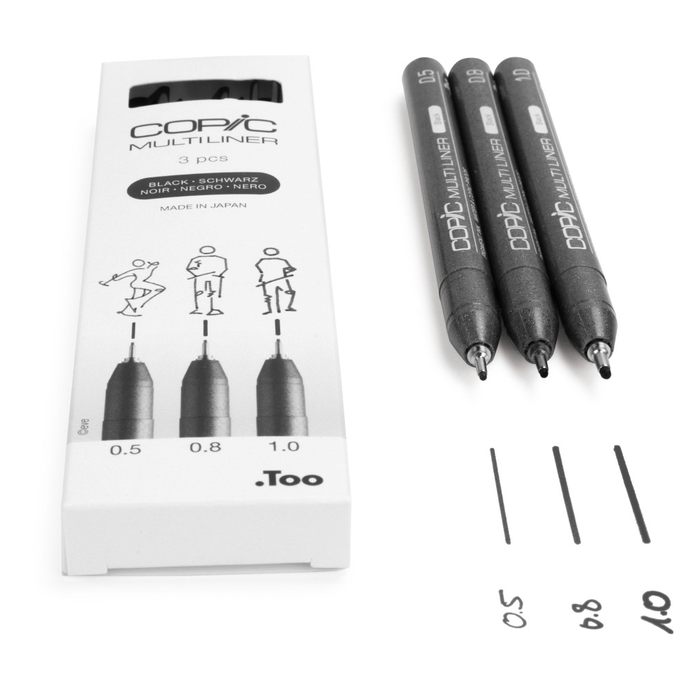 Zestaw cienkopisów Copic Multiliner Broad - Black 3 szt.