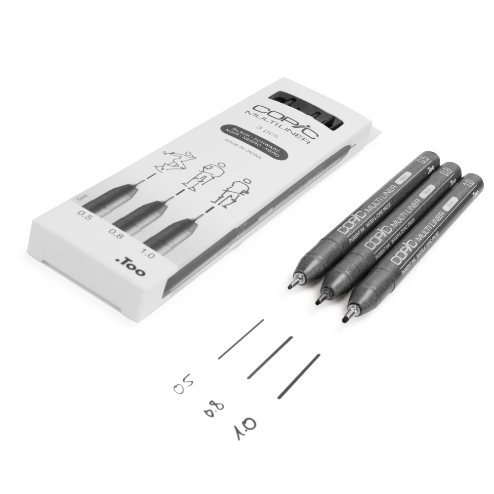 Zestaw cienkopisów Copic Multiliner Broad - Black 3 szt.