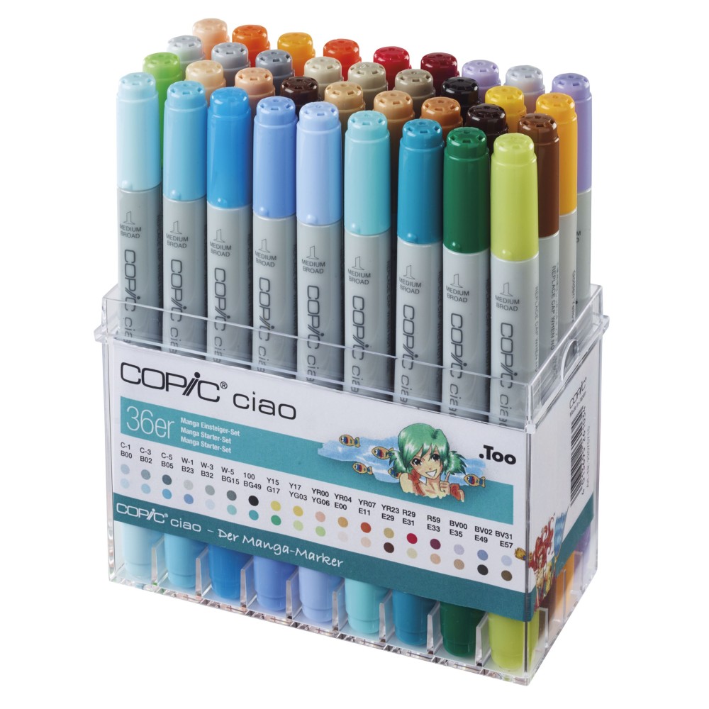 Set of Copic Ciao Manga Starter dual-tip alcohol-based markers - 36 pcs