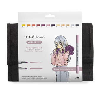 Set of Copic Ciao Manga Tones 1 dual-tip alcohol-based markers - 12 pcs