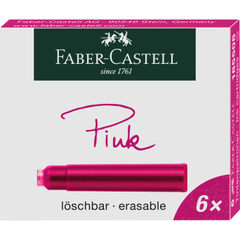 Naboje atramentowe - Faber-Castell - różowe, krótkie, 6 szt.