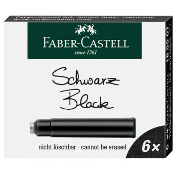 Naboje atramentowe - Faber-Castell - czarne, krótkie, 6 szt.