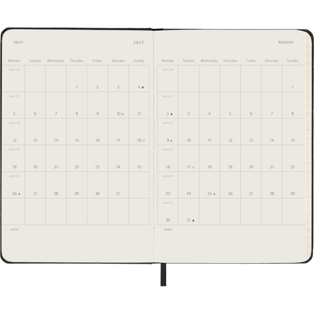 Kalendarz tygodniowy 2026/2027 P - Moleskine - Black