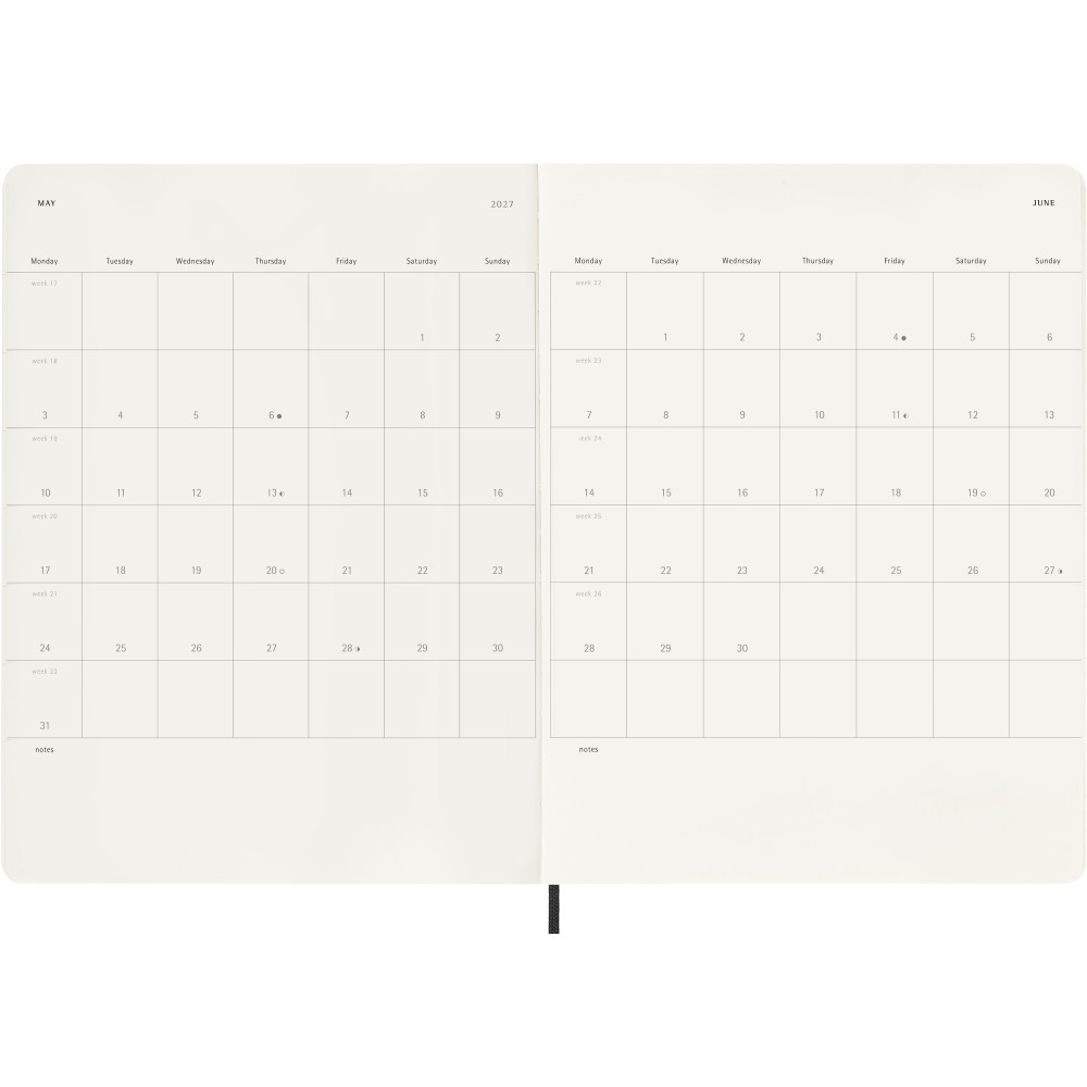 Kalendarz tygodniowy 2026/2027 XL - Moleskine - Black