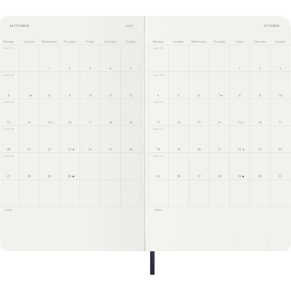 Kalendarz tygodniowy 2026/2027 L - Moleskine - Sapphire Blue