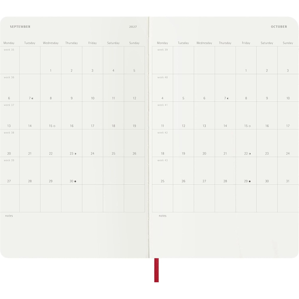 Kalendarz tygodniowy 2026/2027 L - Moleskine - Scarlet Red