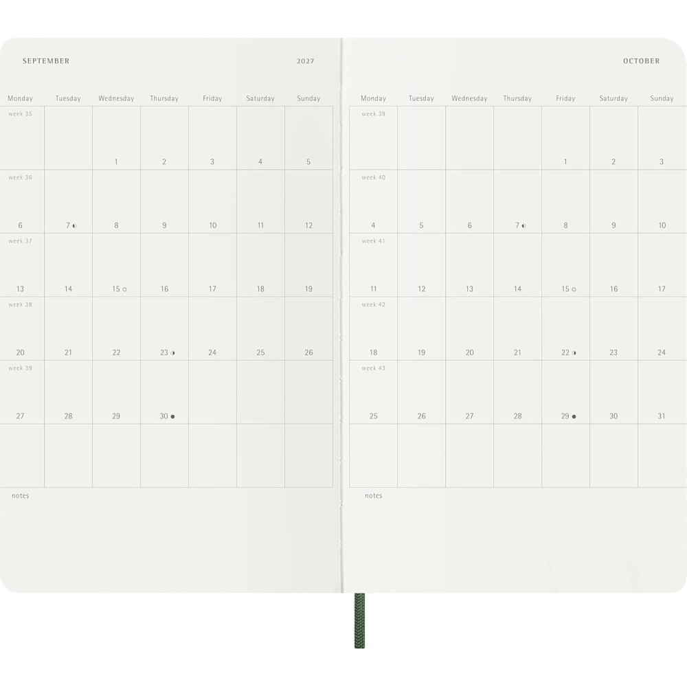 Weekly planner 2026/2027 L - Moleskine - Myrtle Green