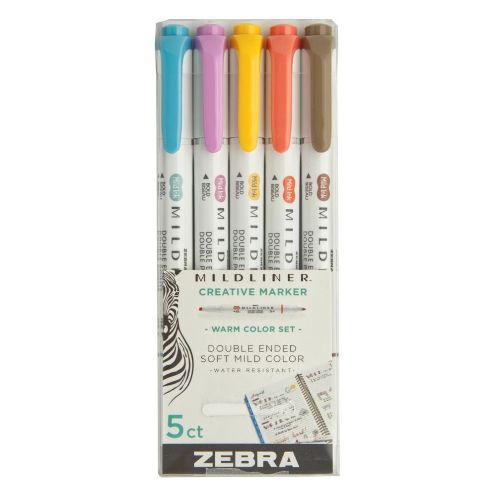 Zestaw dwustronnych zakreślaczy Mildliner Warm - Zebra - 5 szt.