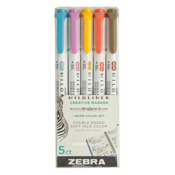Set of double ended highlighters Mildliner Warm - Zebra - 5 pcs.