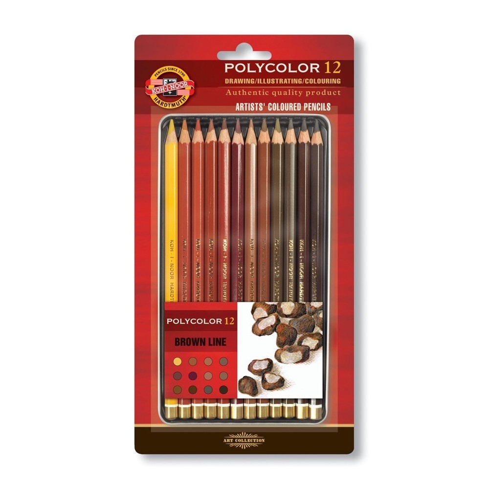 Zestaw kredek Polycolor - Koh-I-Noor - odcienie brązu, 12 szt.
