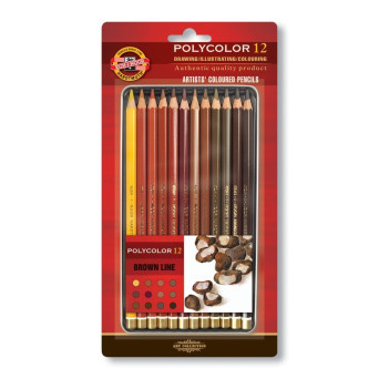 Zestaw kredek Polycolor - Koh-I-Noor - odcienie brązu, 12 szt.