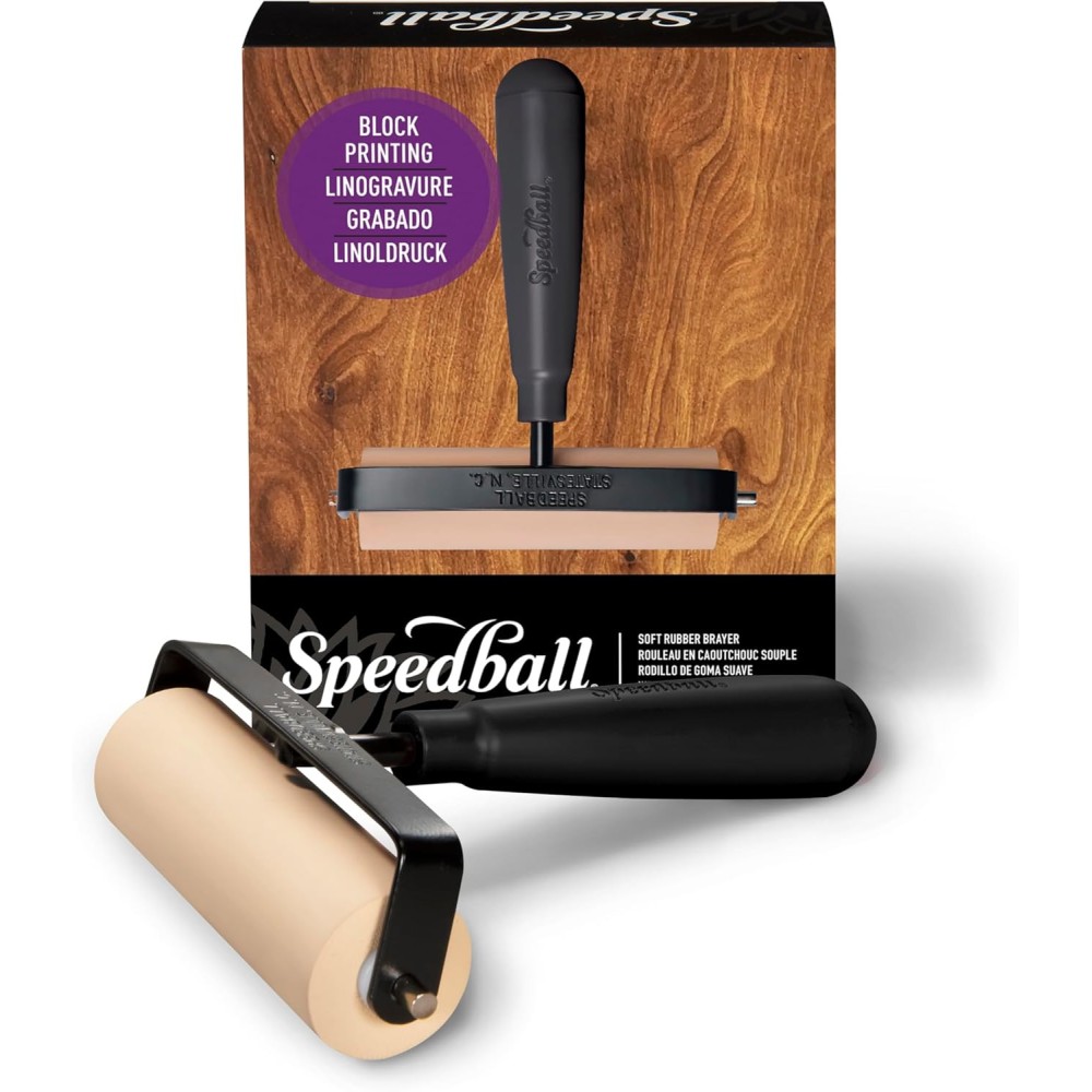 Wałek graficzny do linorytu Deluxe Soft - Speedball - Black 10 cm