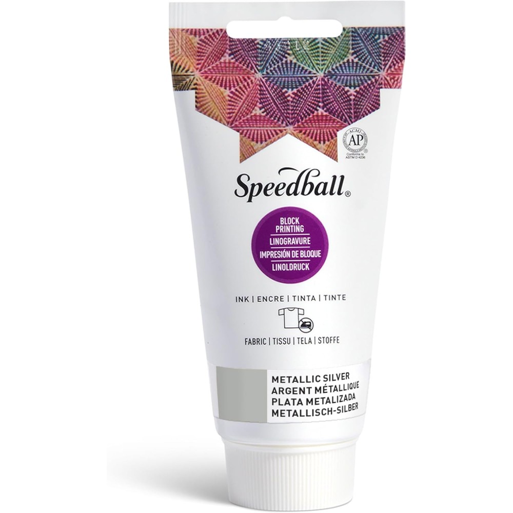 Farba do linorytu Block Printing Ink - Speedball - Metallic Silver 75 ml