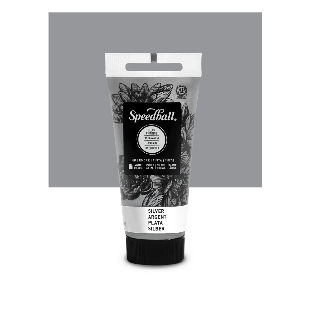 Farba do linorytu Water-Soluble Ink - Speedball - Silver 75 ml