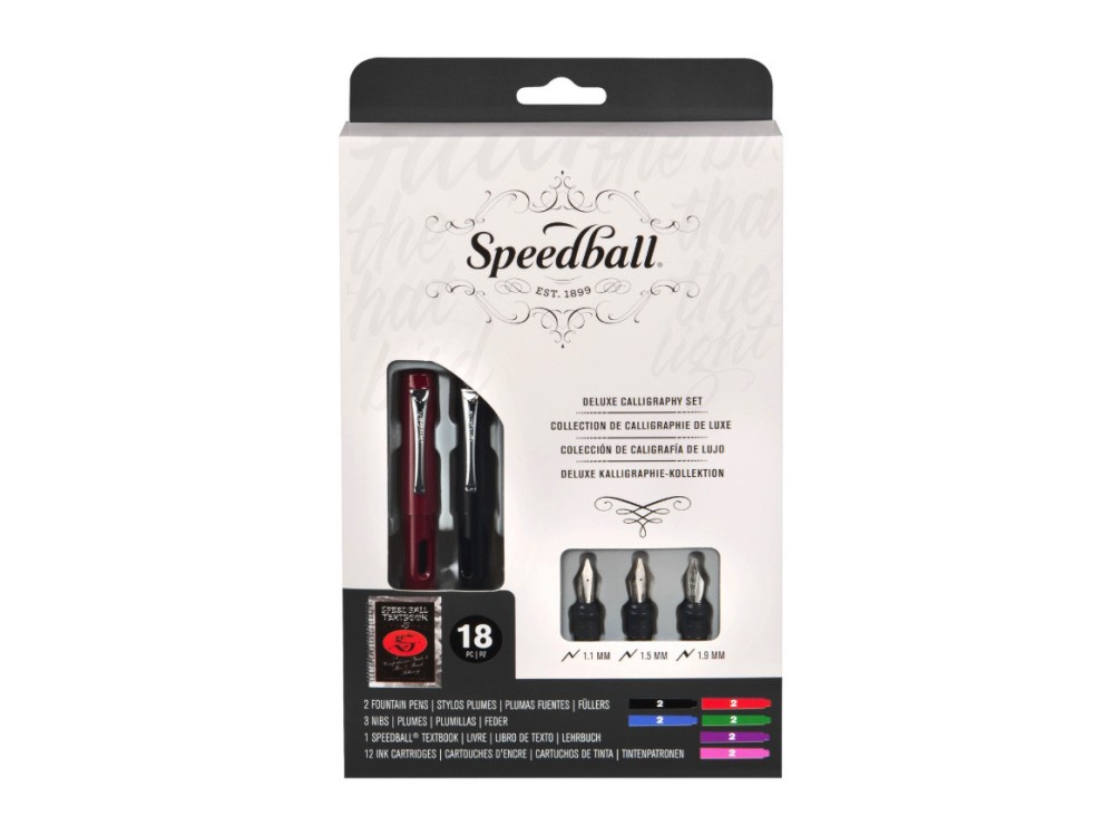 Zestaw Deluxe z piórem wiecznym do kaligrafii - Speedball - 18 szt.