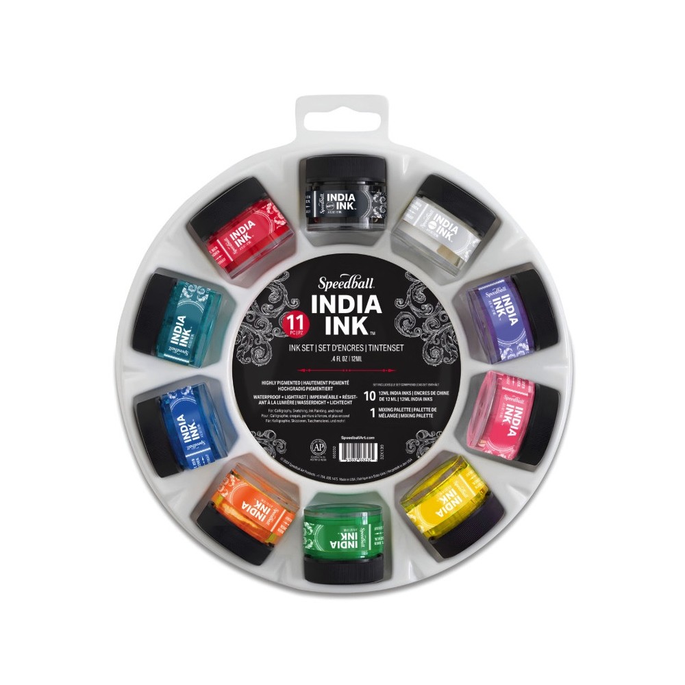 Set of India Inks - Speedball - 10 x 12 ml