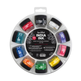 Set of India Inks - Speedball - 10 x 12 ml