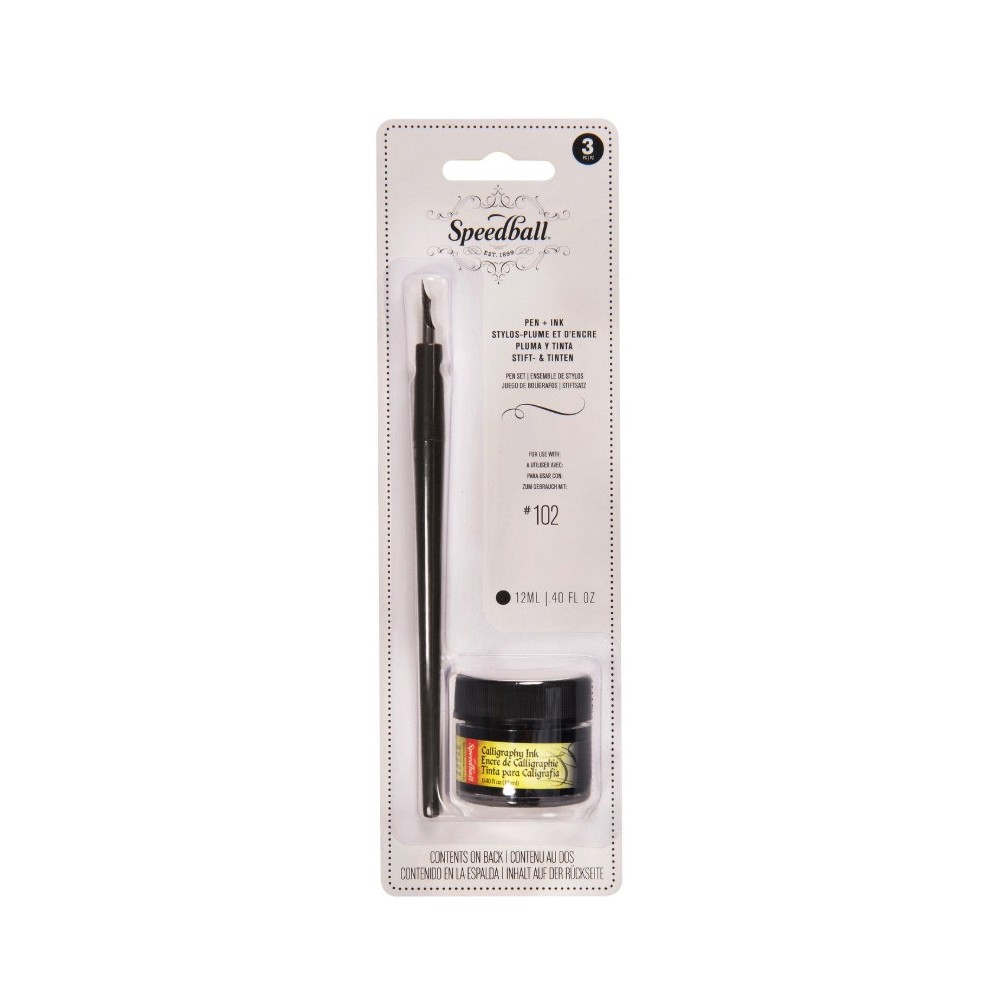 Calligraphy pen set with dip pen and ink - Speedball - 3 pcs