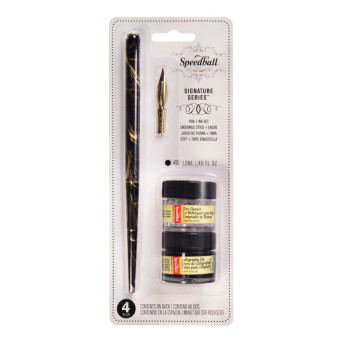 Zestaw do kaligrafii z piórem i tuszem Signature - Speedball - 4 szt.