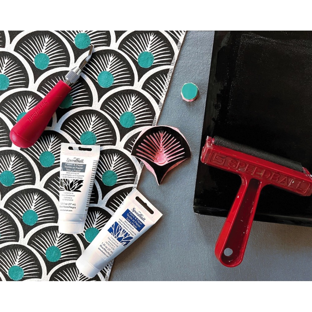 Zestaw do linorytu Fabric Block Printing Deluxe Kit - Speedball - 14 szt.