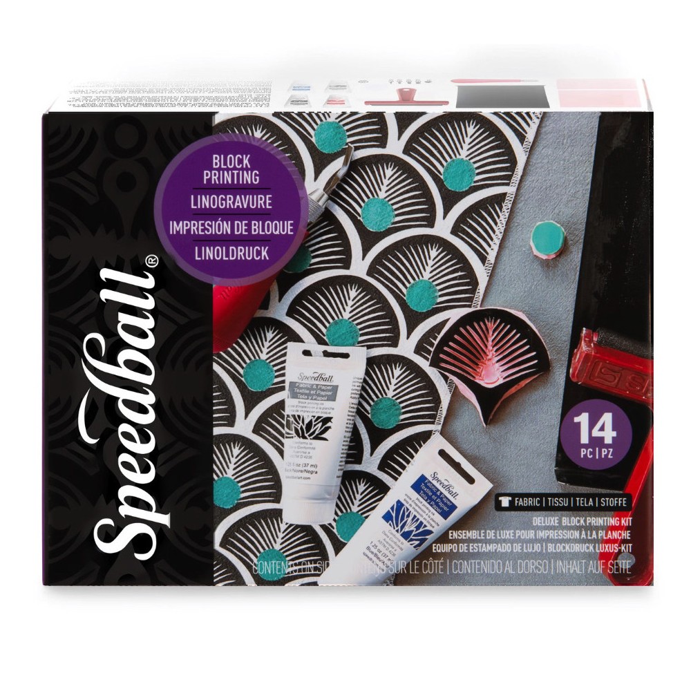 Zestaw do linorytu Fabric Block Printing Deluxe Kit - Speedball - 14 szt.