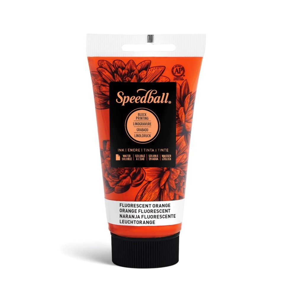 Water-Soluble Block Printing Ink - Speedball - Fluo Orange 75 ml