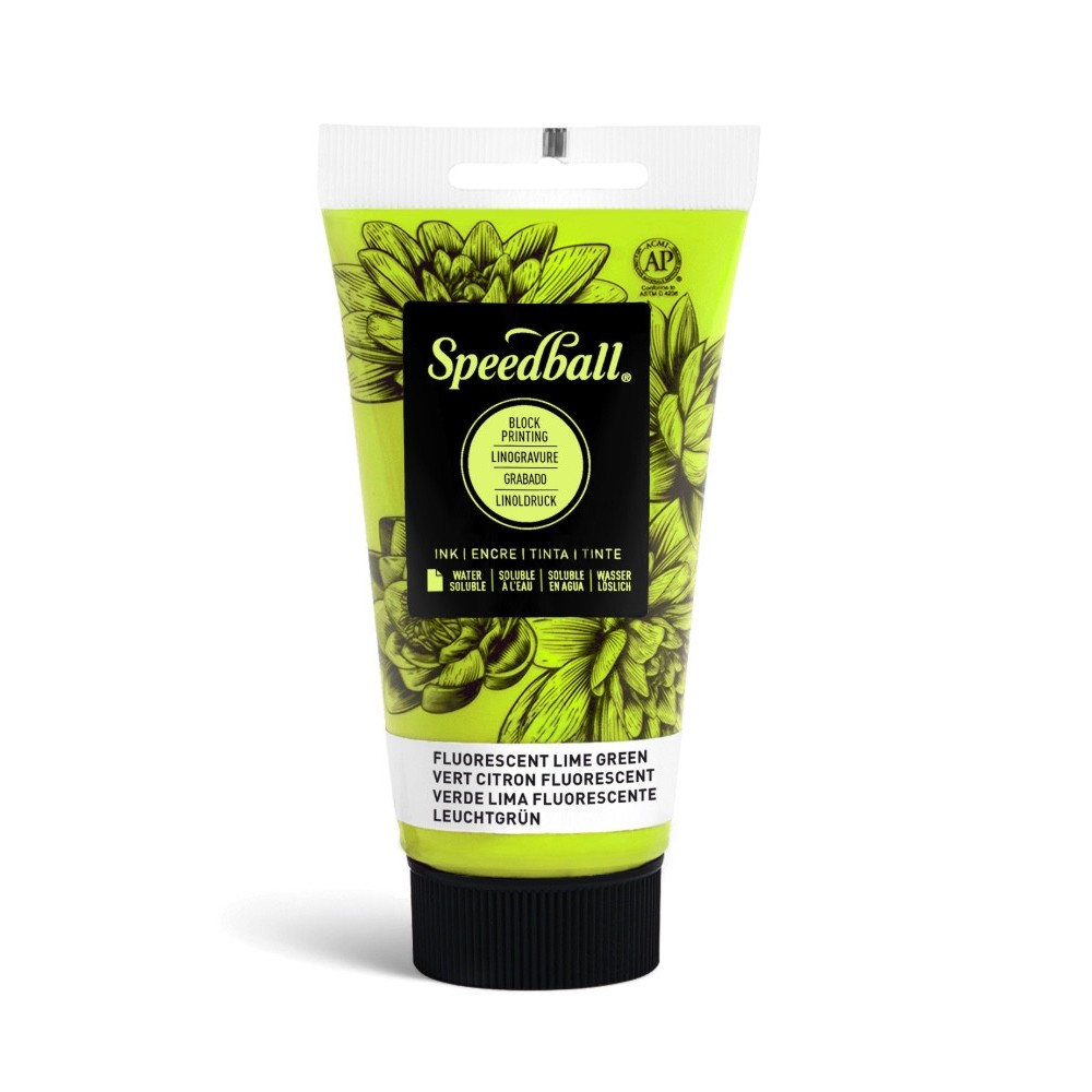 Water-Soluble Block Printing Ink - Speedball - Fluo Lime Green 75 ml