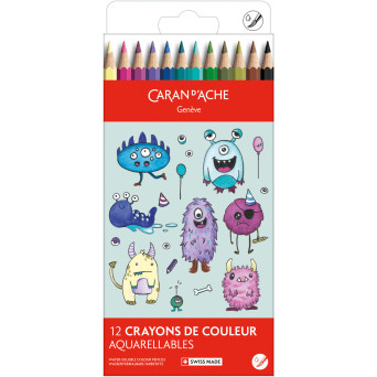Zestaw kredek akwarelowych Kawaii Monster - Caran d'Ache - 12 szt.