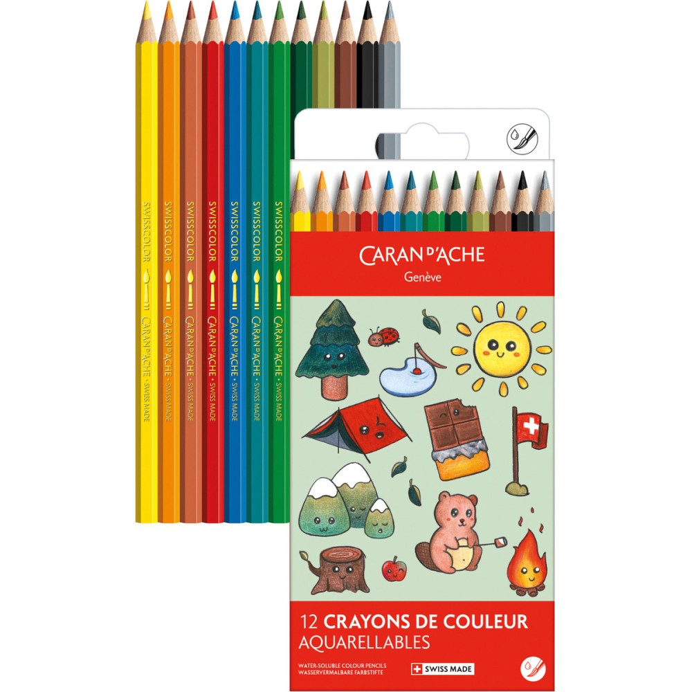 Zestaw kredek akwarelowych Kawaii Mountain - Caran d'Ache - 12 szt.