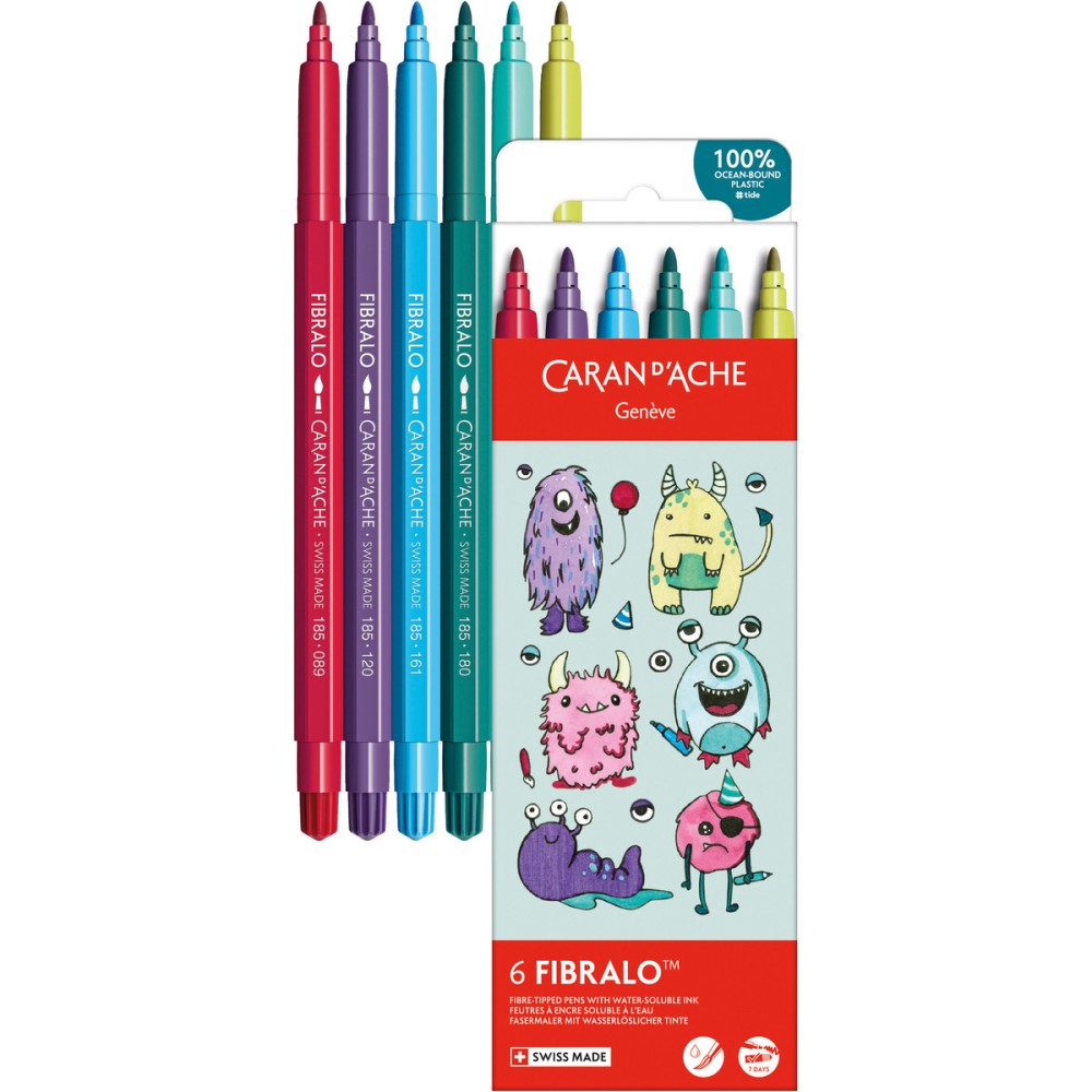 Set of Fibralo Kawaii Monster water-soluble pen - Caran d'Ache - 6 pcs