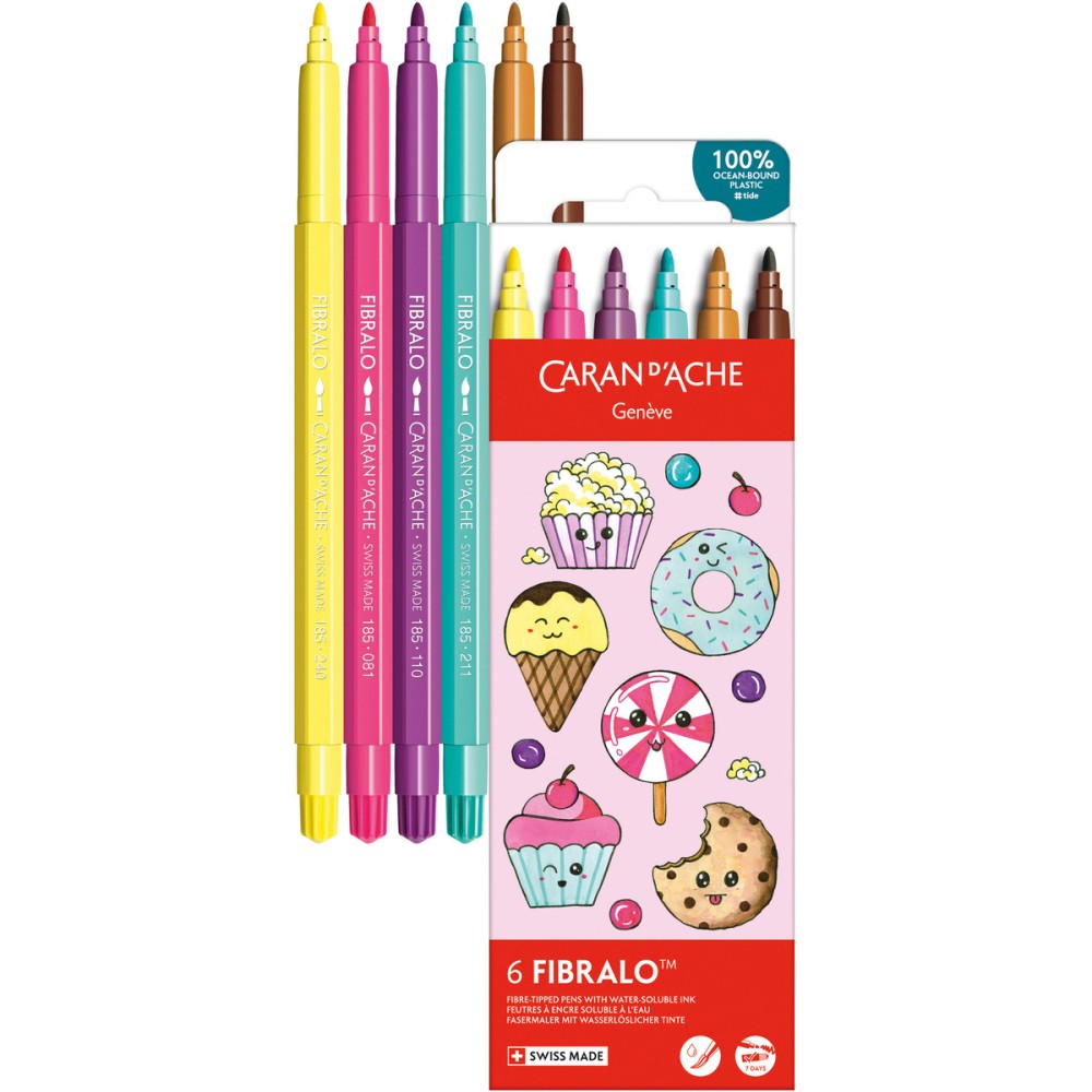 Set of Fibralo Kawaii Candy water-soluble pen - Caran d'Ache - 6 pcs