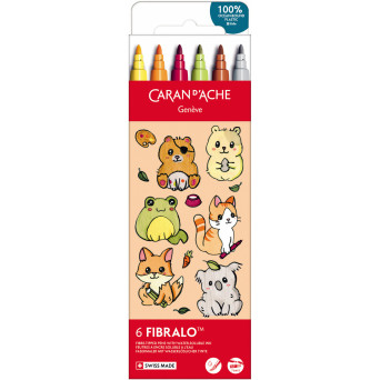Set of Fibralo Kawaii Animals water-soluble pen - Caran d'Ache - 6 pcs