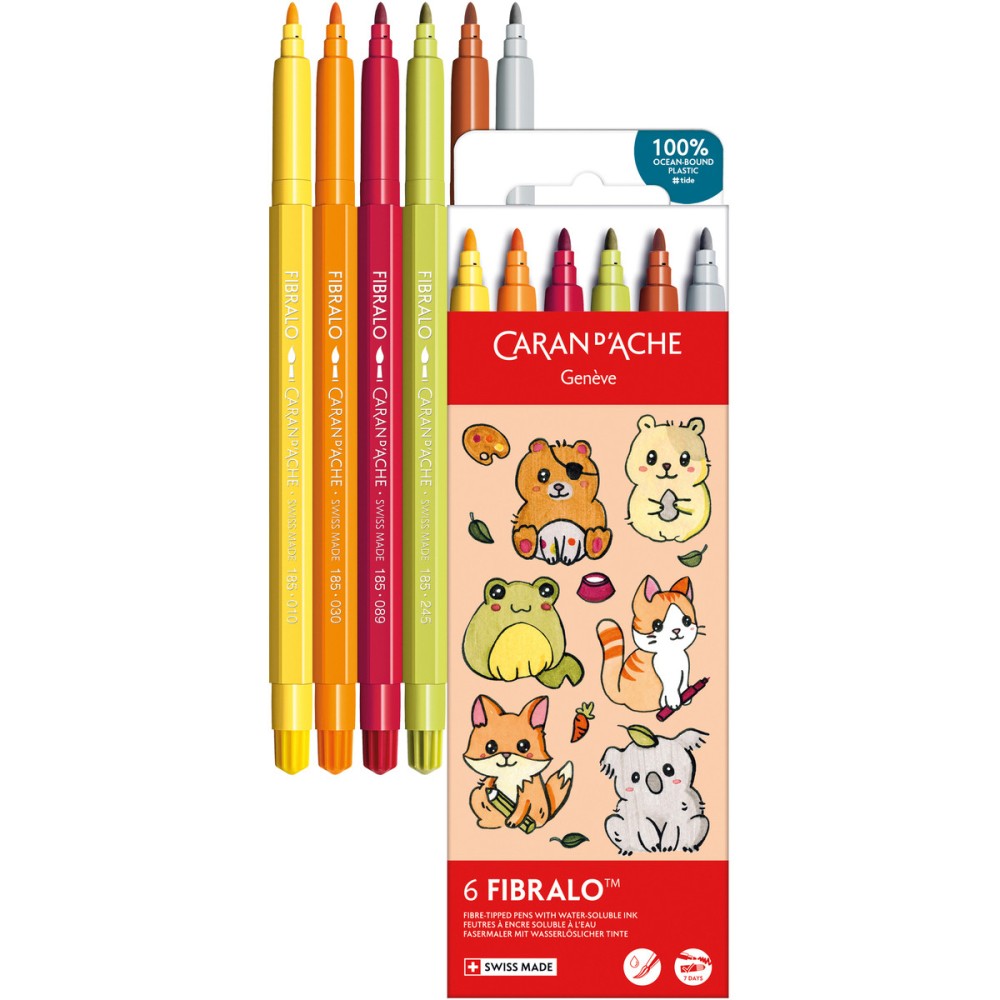 Set of Fibralo Kawaii Animals water-soluble pen - Caran d'Ache - 6 pcs