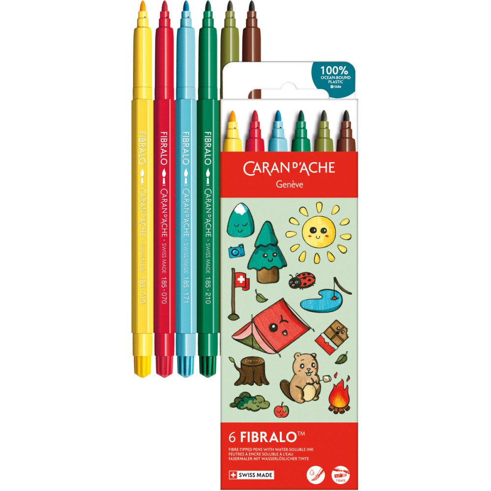 Set of Fibralo Kawaii Mountain water-soluble pen - Caran d'Ache - 6 pcs