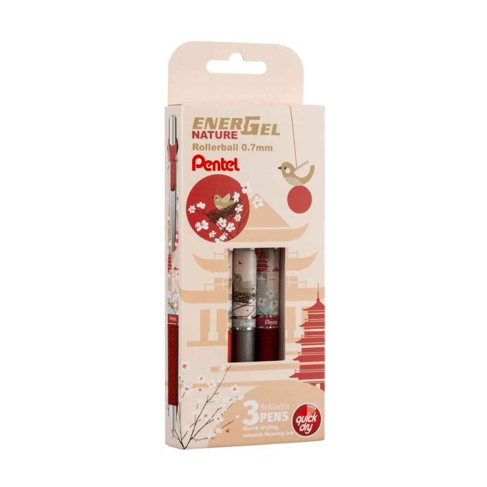 Set of EnerGel Nature rollerball pens - Pentel - Light 0,7 mm 3 pcs