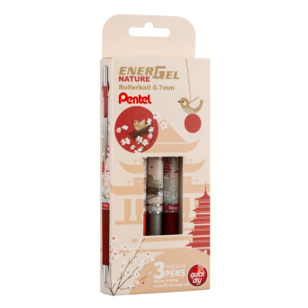 Set of EnerGel Nature rollerball pens - Pentel - Light 0,7 mm 3 pcs