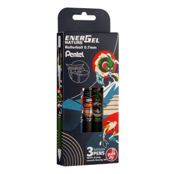 Set of EnerGel Nature rollerball pens - Pentel - Dark 0,7 mm 3 pcs