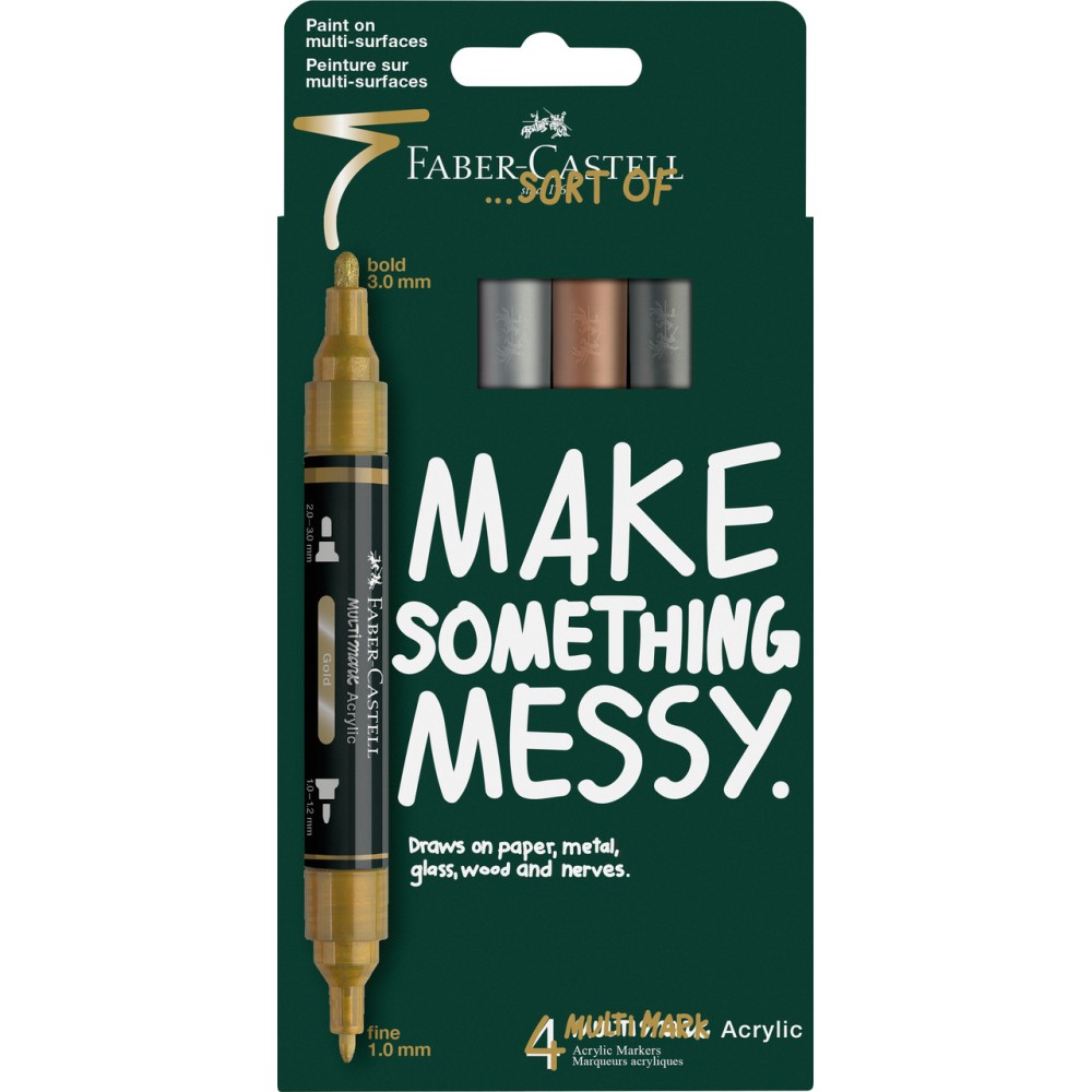 Set of Multimark acrylic markers - Faber-Castell - Metallic 4 pcs