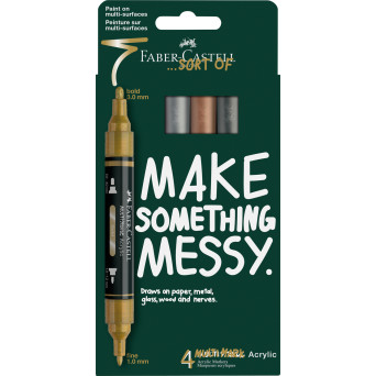 Set of Multimark acrylic markers - Faber-Castell - Metallic 4 pcs