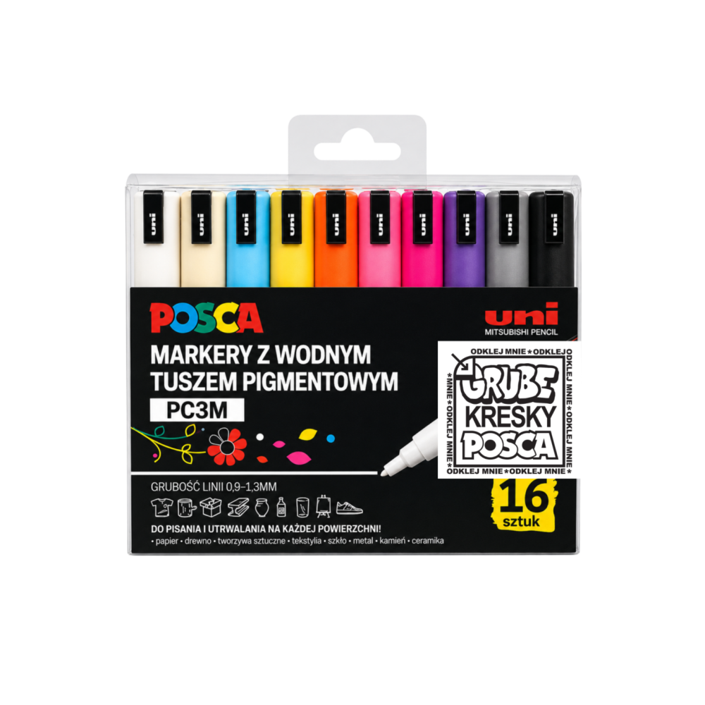 Set of Posca Paint Markers Pen PC-3M - Uni - 16 colors