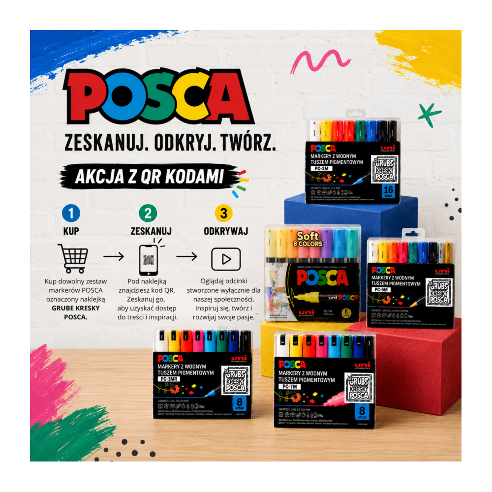 Set of Posca Paint Markers Pen PC-3M - Uni - 16 colors