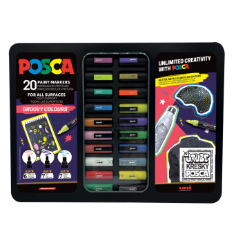 Set of Groovy Colours Posca Paint Marker Pens - Uni - 20 pcs.