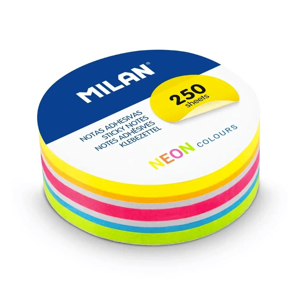 Karteczki samoprzylepne okrągłe - Milan - Fluo 6,7 cm 250 szt.