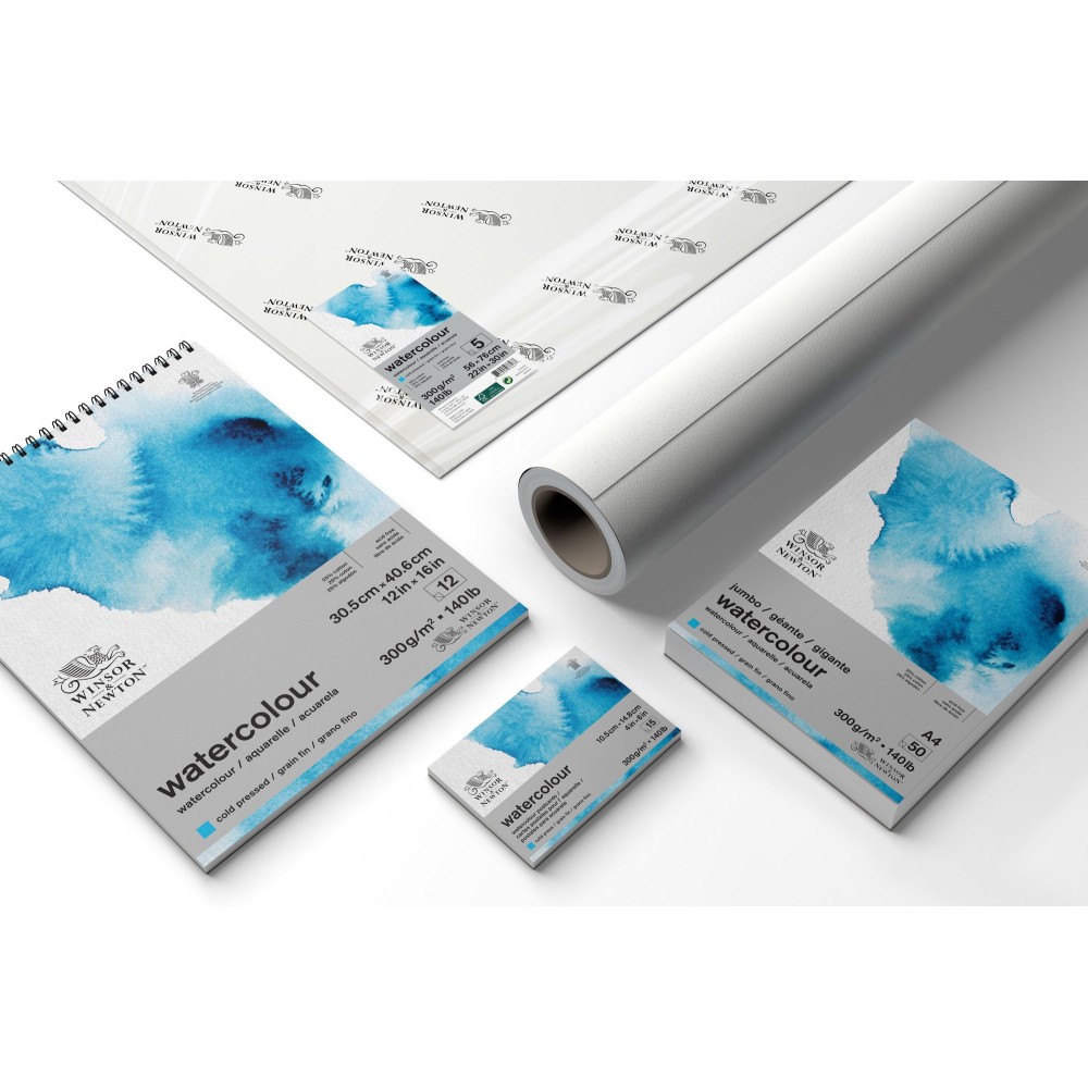 Papier do akwareli w rolce 150 cm x 10 m - Winsor & Newton - cold press 300 g