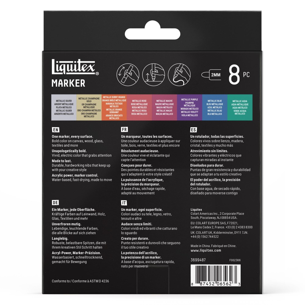 Zestaw markerów akrylowych Metallic - Liquitex - 8 szt.
