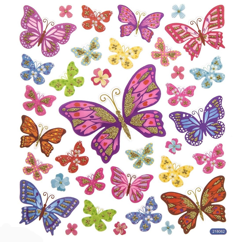 Stickers - Spring butterflies, 35 pcs
