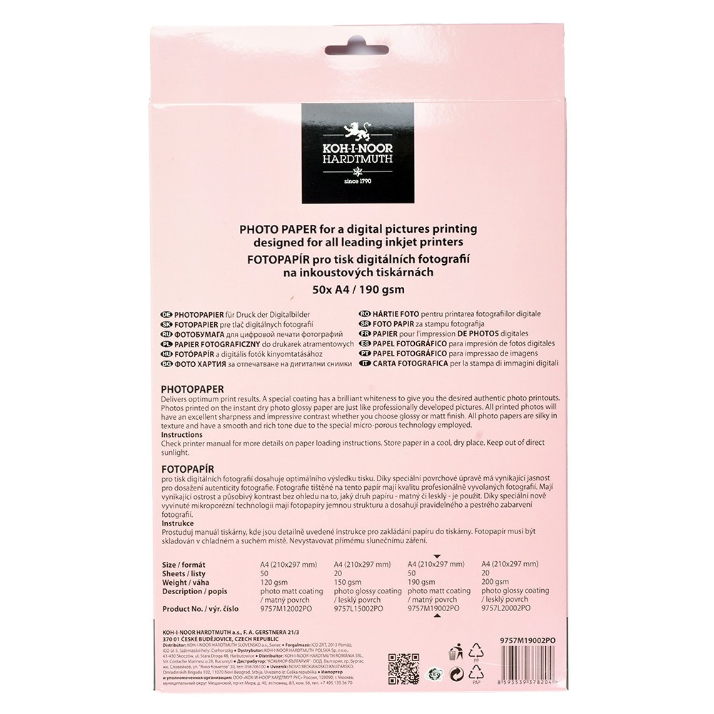 Matte Photo Paper A4 – Koh-I-Noor – 190 g/m² 50 Sheets