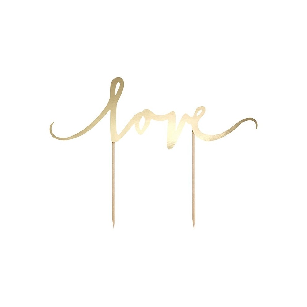 Cake topper Love - gold, 17cm, 1 pc.